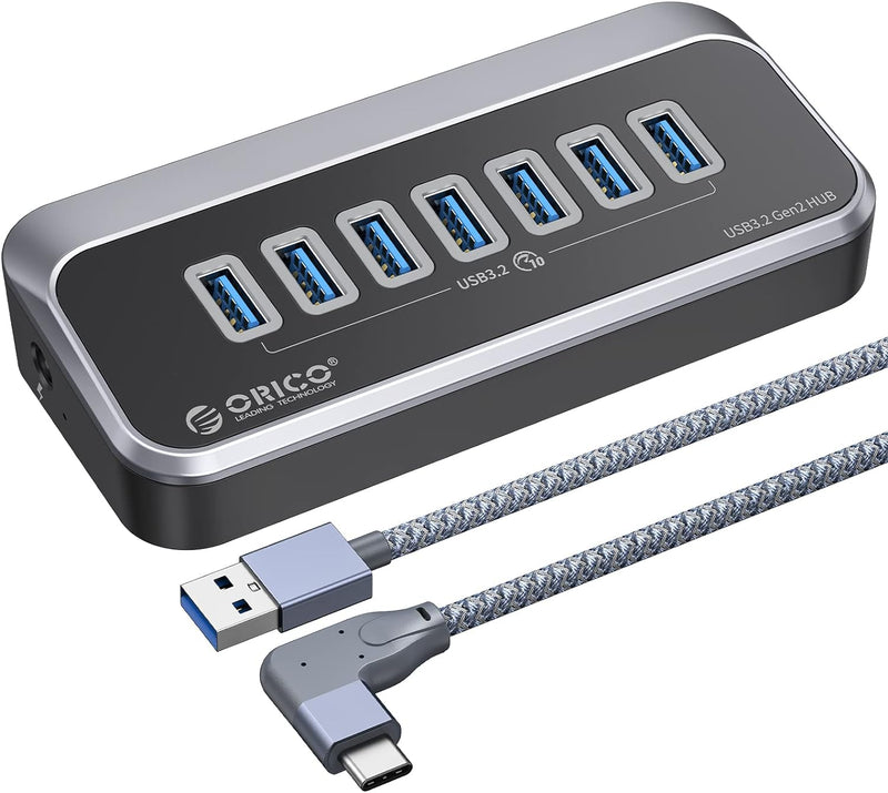 USB C Hub, ORICO 7 Port USB C Hub, 10Gbps, ABS USB Splitter mit 1 M Datenkabel, USB Verteiler für Ma