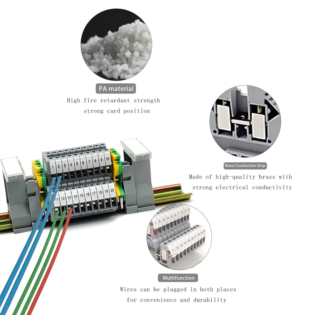 JINXM Reihenklemme DIN-Schienenanschlussblock-Kit MBKKB2.5 Klemme für Hutschiene Reihenklemmen Hutsc