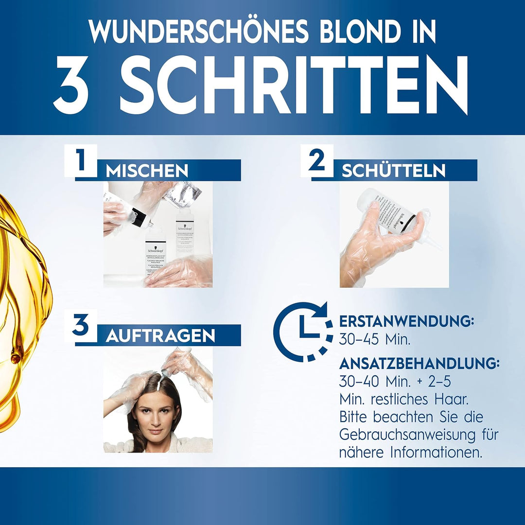 Schwarzkopf Blonde Aufheller L1++ (6x 143 ml), Haarfärbemittel für Öl-aktiviertes Haare Aufhellen mi