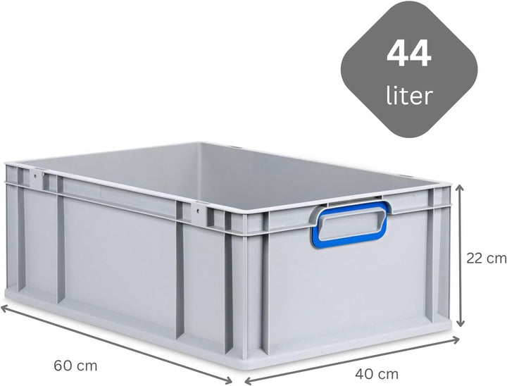 SuperSparSet 4x Eurobox NextGen Color | HxBxT 22x40x60cm | 44 Liter | Griffe blau geschlossen | Vers