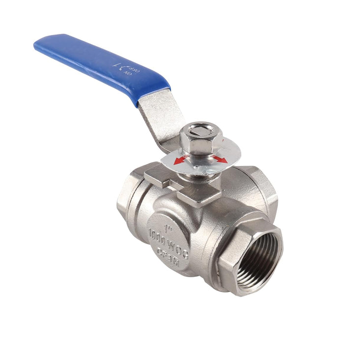 Edelstahl 3 Weg Kugelhahn 1 Zoll RC Gewinde DN25 304 T Typ Industrielle Rohrverschraubung Manuelles