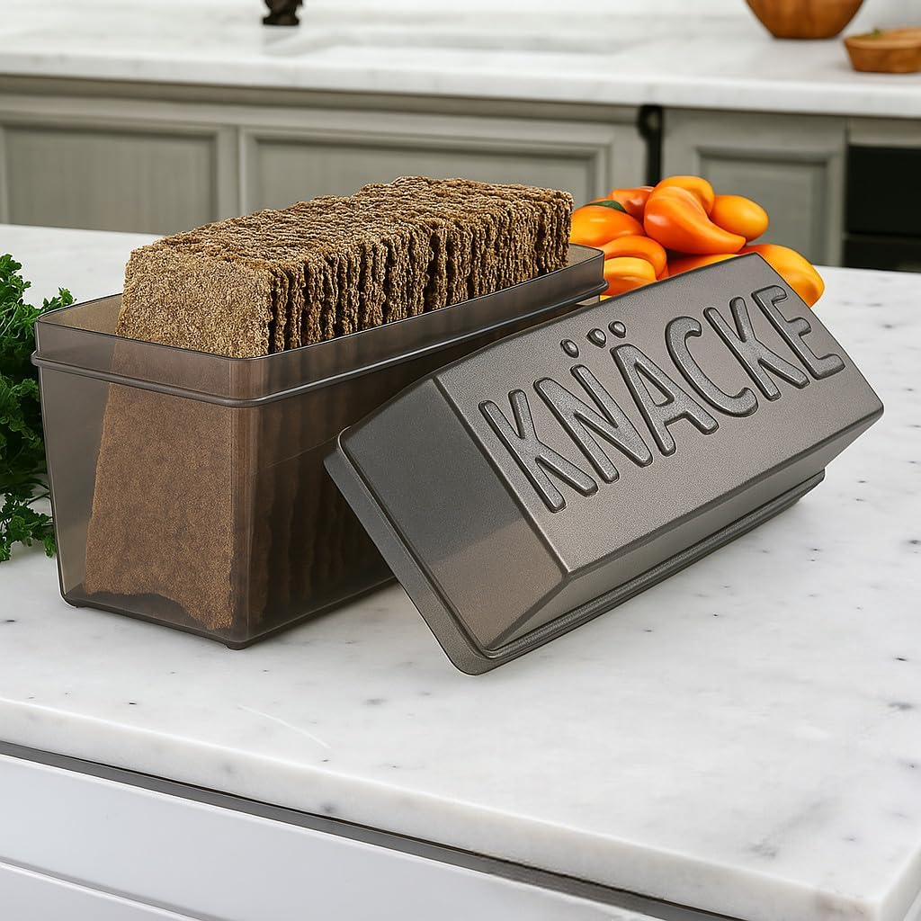 Knäckebrotdose Knäckebrot Box mit Deckel - Brotbox - luftdicht - Aufbewahrungsbox - Transparent/weis