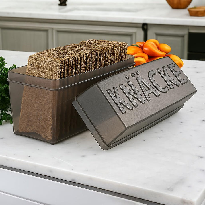 Knäckebrotdose Knäckebrot Box mit Deckel - Brotbox - luftdicht - Aufbewahrungsbox - Transparent/weis
