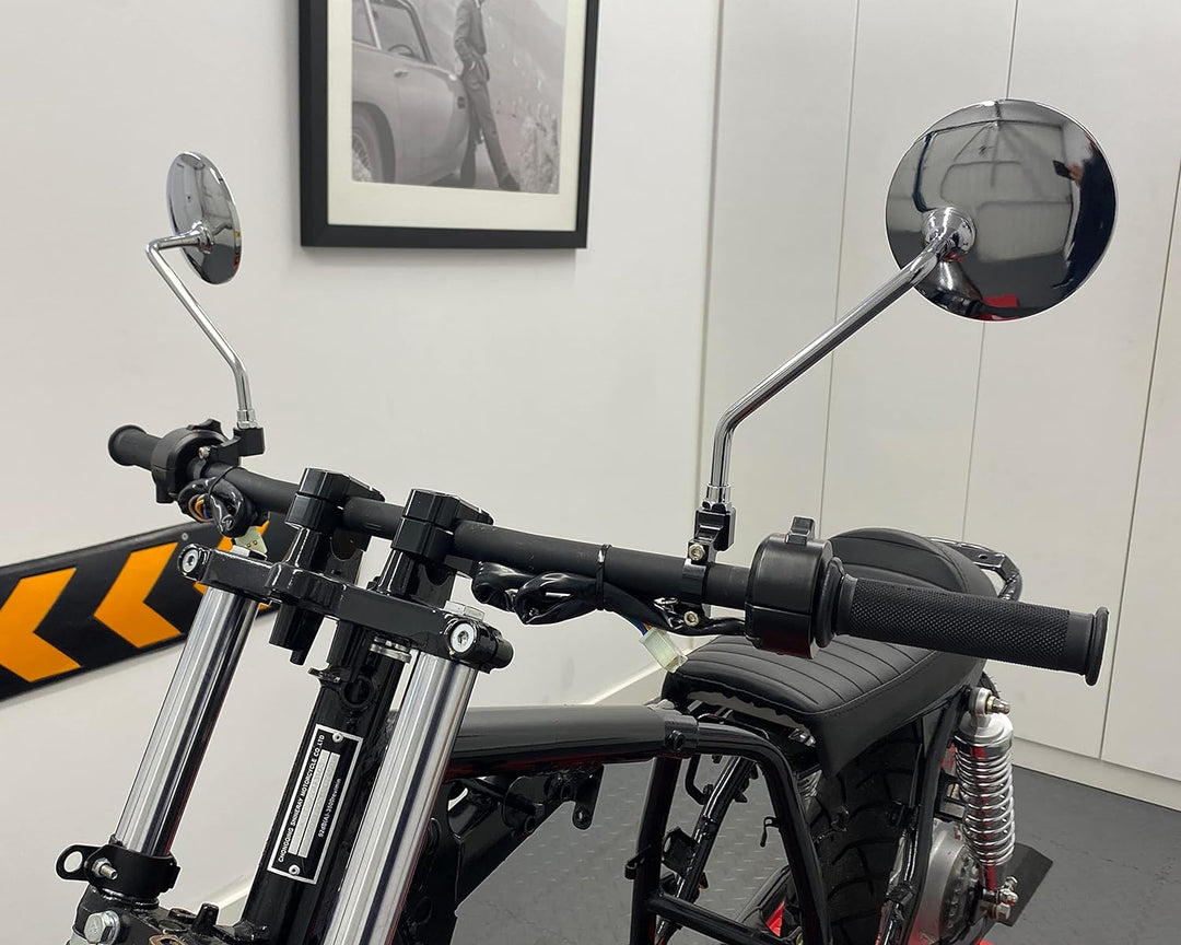 Chrom M10 Motorrad Spiegel - Rund - Paar - Easy Fit Basic Einfach - Im Uhrzeigersinn Gewinde