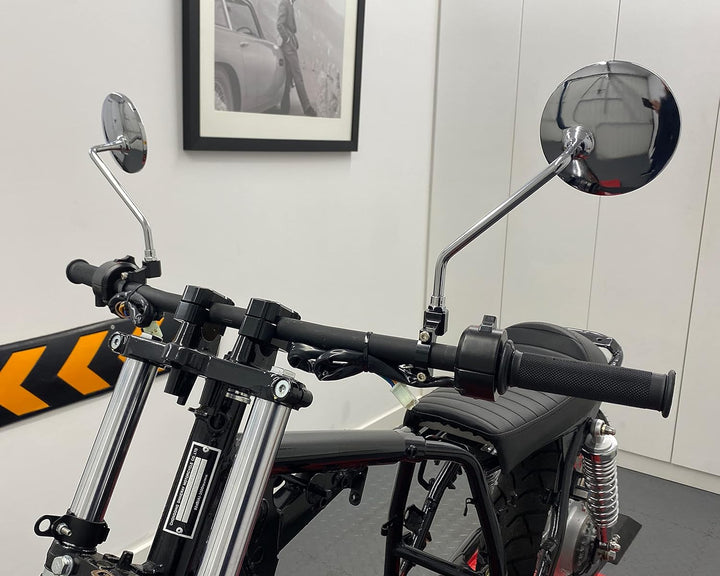 Chrom M10 Motorrad Spiegel - Rund - Paar - Easy Fit Basic Einfach - Im Uhrzeigersinn Gewinde