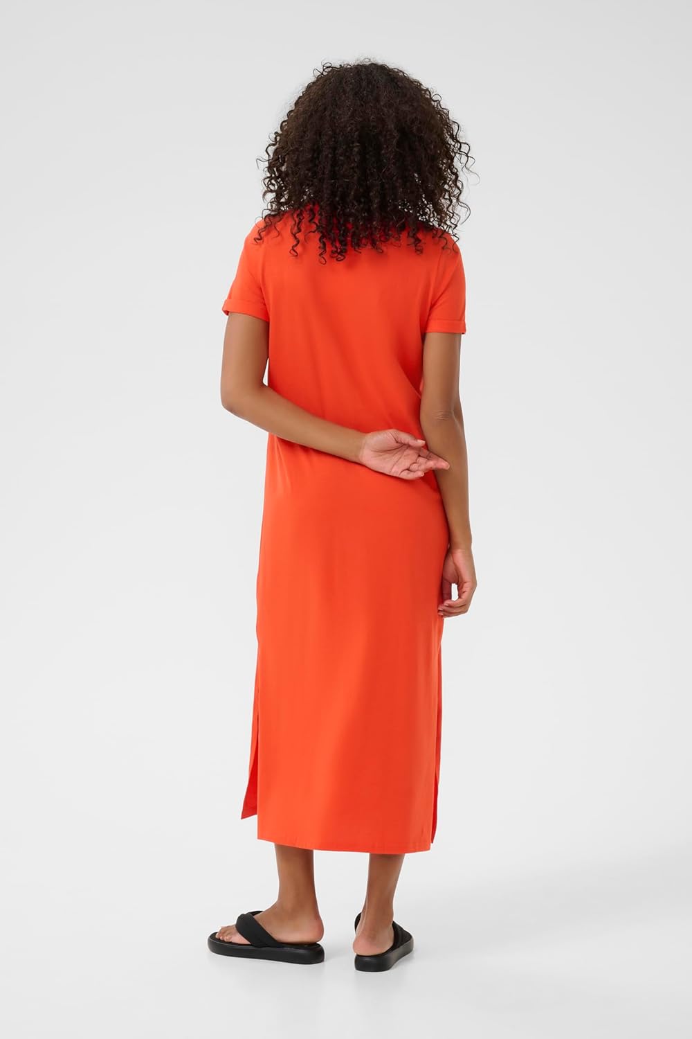 KAFFE Damen Women's Maxi Short Sleeves Jersey Dress Crew Neck Relaxed Fit Kleid XS Grenadine, XS Gre