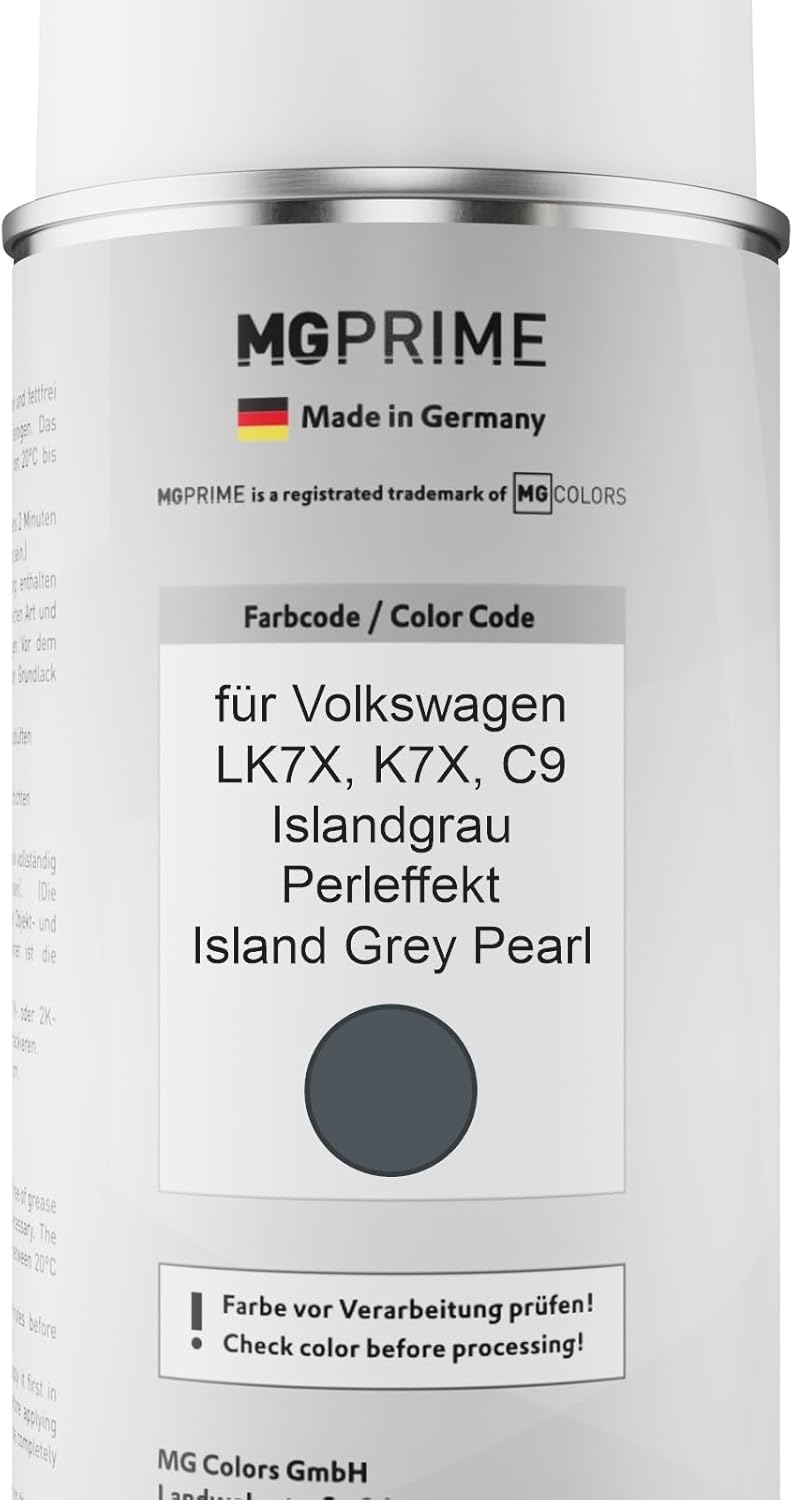 MG PRIME Autolack Sprühdosen Set für Volkswagen VW LK7X / K7X / C9 Islandgrau Perleffekt/Island Grey