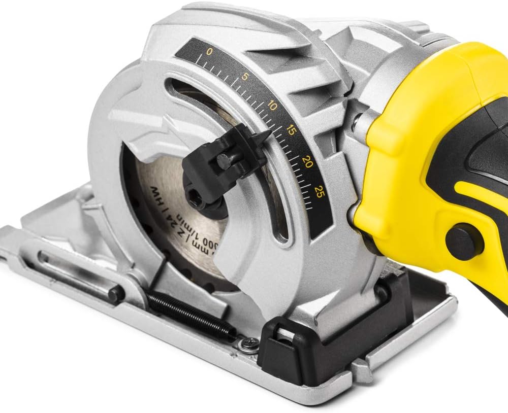 TROTEC Akku-Mini-Handkreissäge PCSS 05‑20V mit einer Schnitttiefe zwischen 0 und 28,5 mm, Leerlaufdr