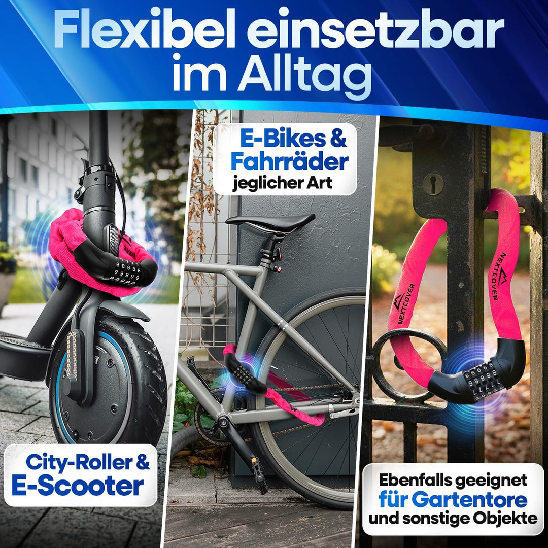 NEXTCOVER® Fahrradschloss LockOne mit Zahlencode I - [SAFESECURE] Zahlenschloss hohe Sicherheit Fahr