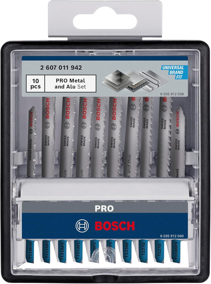 Bosch 10x PRO Metal and Alu Stichsägeblatt-Set, 10-tlg. (für Edelstahlbleche, Stahlbleche, Länge 92