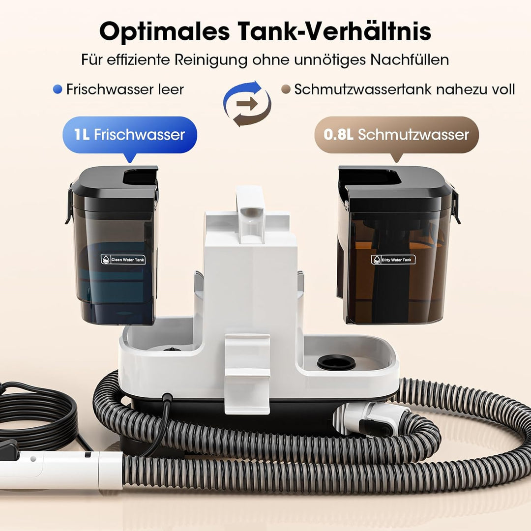 Lubluelu Nasssauger Polsterreiniger Gerät 600 W 15 kPa, kompakter Teppichreiniger & Fleckenreiniger