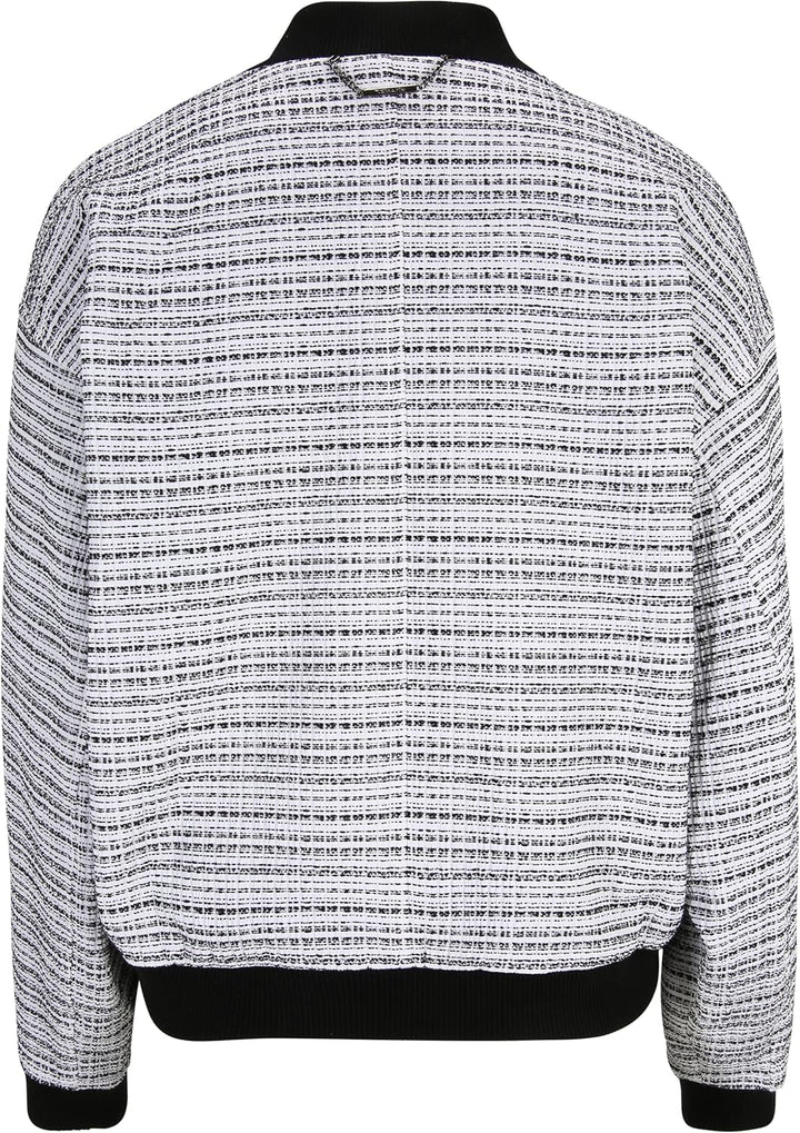 Tamaris Damen ATLANTIS Karierte Bomber Jacke 38 Off White&Black, 38 Off White&Black