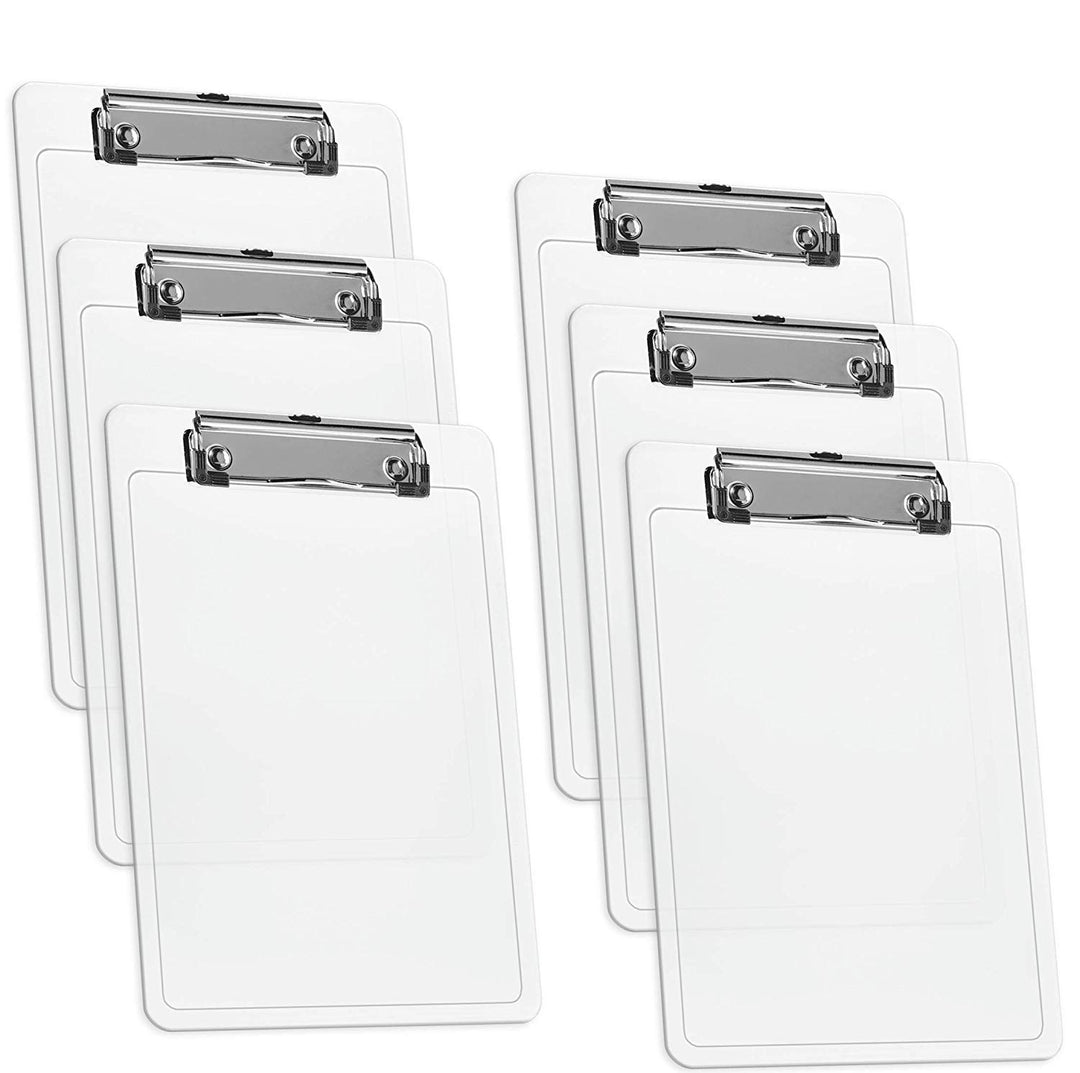 Acrimet Klemmbrett Memo (23.5 cm x 16 cm) Flacher Metallklammer (Plastik) (Transparent Farbe) (6er-P