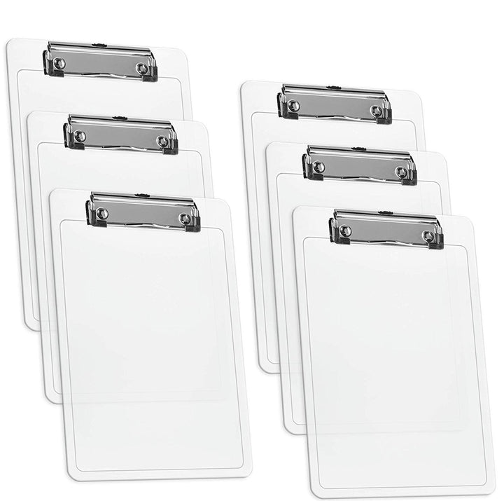 Acrimet Klemmbrett Memo (23.5 cm x 16 cm) Flacher Metallklammer (Plastik) (Transparent Farbe) (6er-P