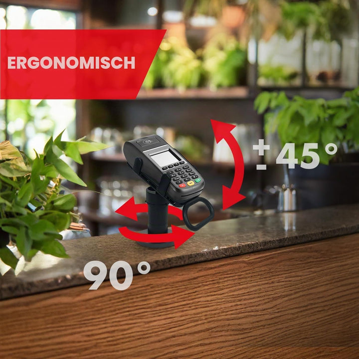 Maclean MC-819 Kartenterminal-Halterung für POS-Geräte | 90° drehbar, Neigungsverstellung +45° bis -