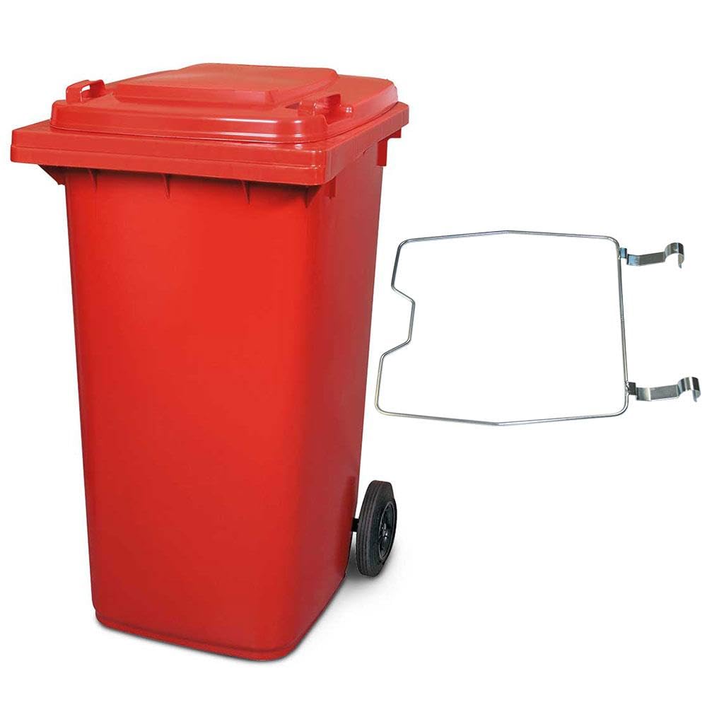 BRB Mülltonne MGB 240 Liter, mit Klemmring für Müllsäcke (rot), rot
