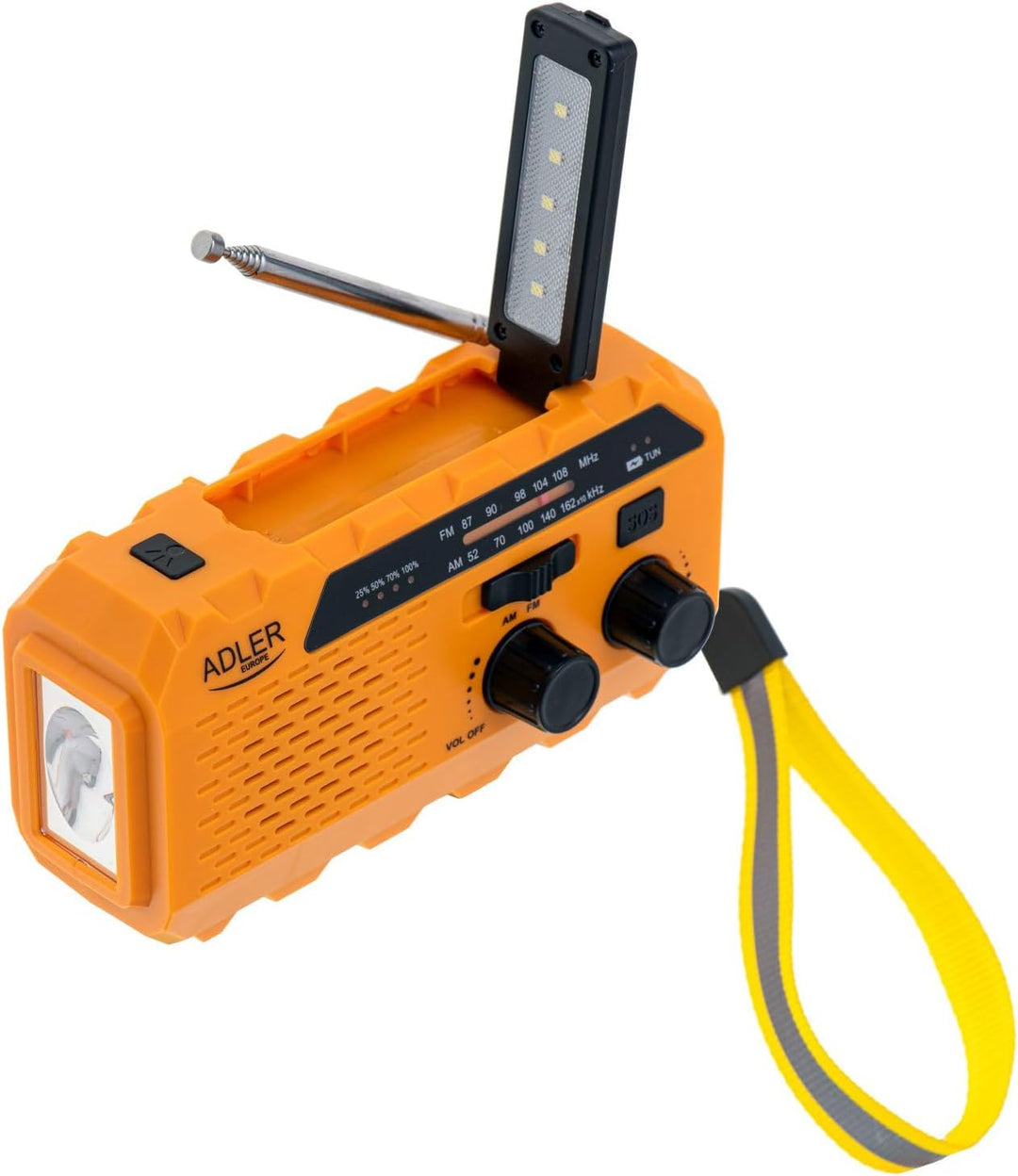 Adler AD1197 Kurbelradio Tragbares Solar mit Kurbel Ladegerät, AM/FM Radio mit Handy USB C Anschluss