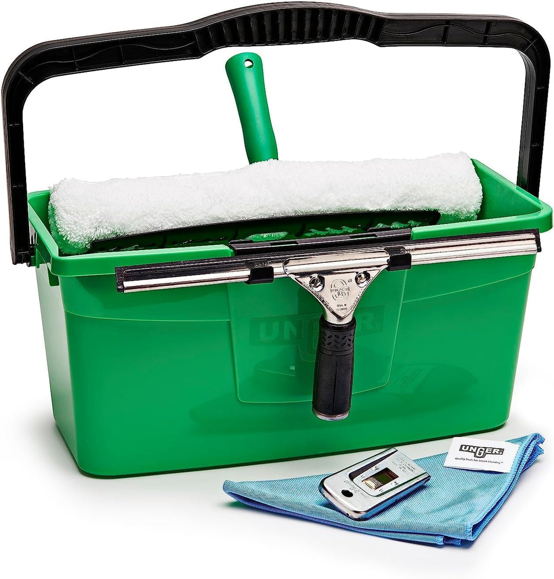Unger PRO Komplett-Set 5in1 (inkl. Einwascher, Fensterwischer, Mikrofasertuch, Sicherheitsschaber, E