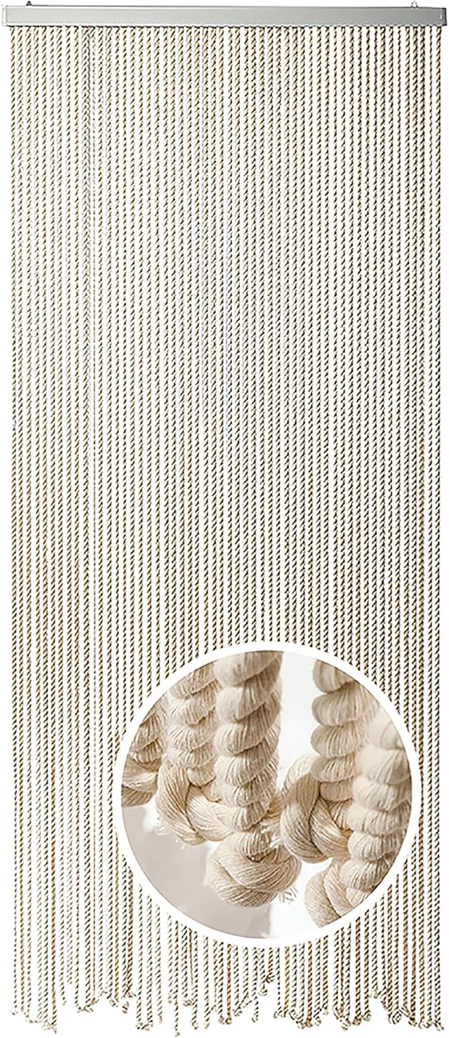 Kobolo Seilvorhang Türvorhang MARITIM 54 Stränge Dekovorhang - 90 x185/195 cm - Beige