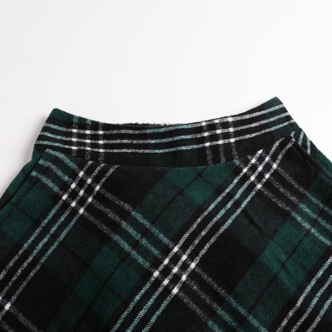 Rock Damen Lang Winterrock Kariert Wollrock Elegant Herbs mit Taschen | Midirock in 20 Farben. Weich