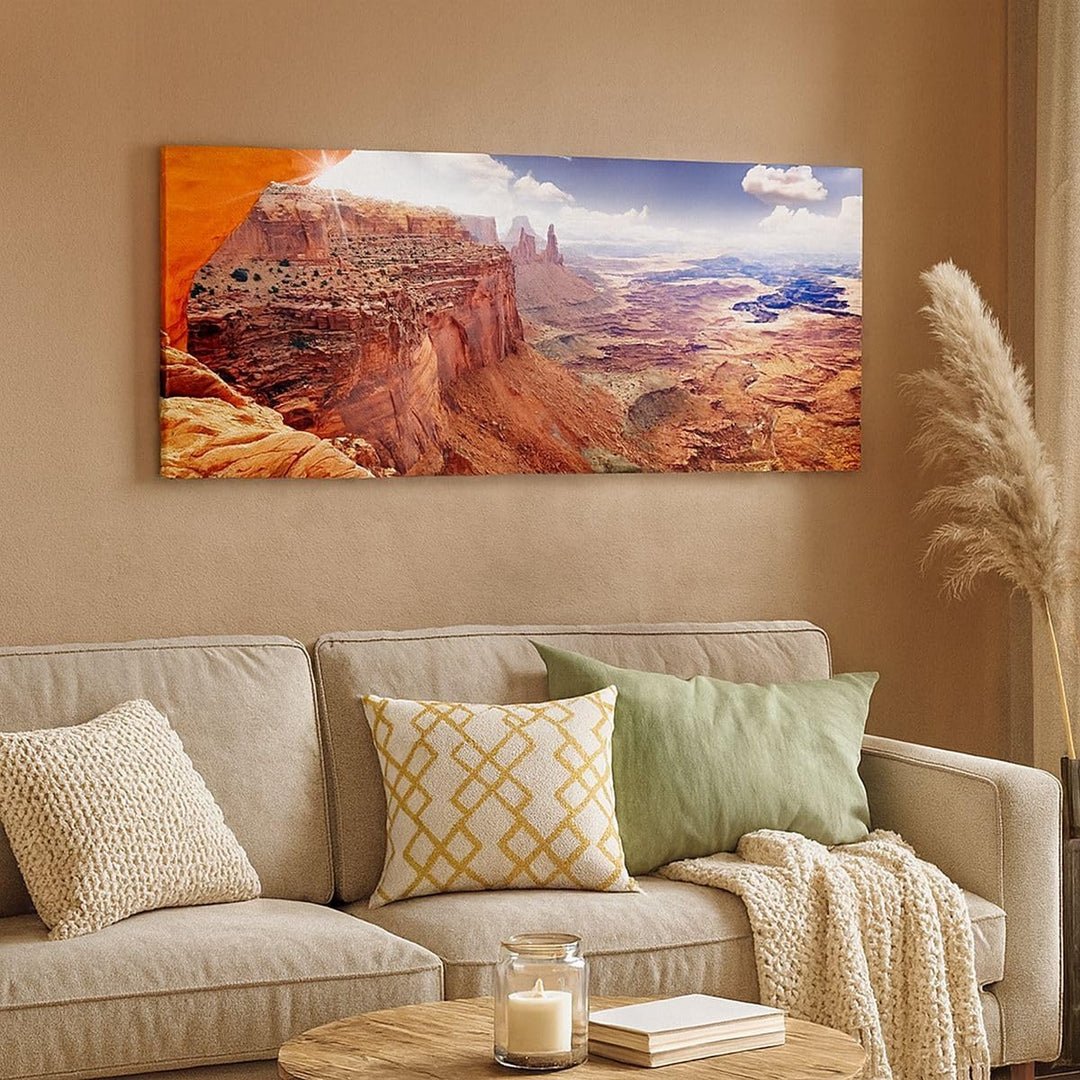ARTTOR Bilder auf Leinwand 100x40cm Leinwandbild Amerika arizona schlucht geologie Gross Wanddeko Bi