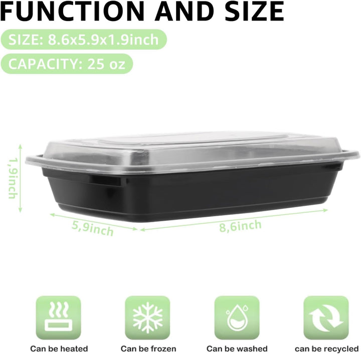 25 Stück Meal Prep Boxen 750ML Prep Meal Boxen, Kunststoff Meal Prep Container mit Deckel Spülmaschi
