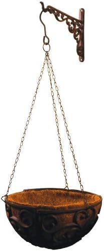 Esschert Design Blumenampel, Hängekorb aus Gusseisen mit Kokoseinlage, Grösse S, Ø ca. 27 cm Single,
