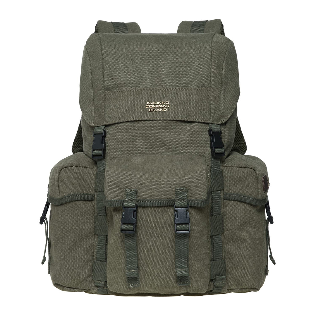 KAUKKO Canvas Retro Rucksack Damen Herren, Vintage Jagdrucksack Wanderrucksack mit 14 Zoll Laptopfac