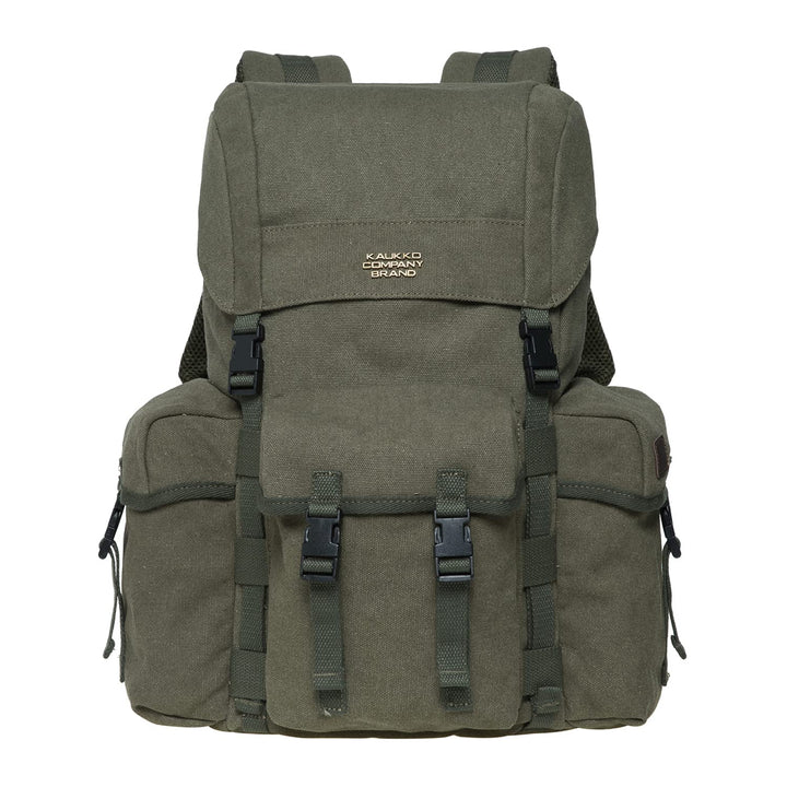 KAUKKO Canvas Retro Rucksack Damen Herren, Vintage Jagdrucksack Wanderrucksack mit 14 Zoll Laptopfac