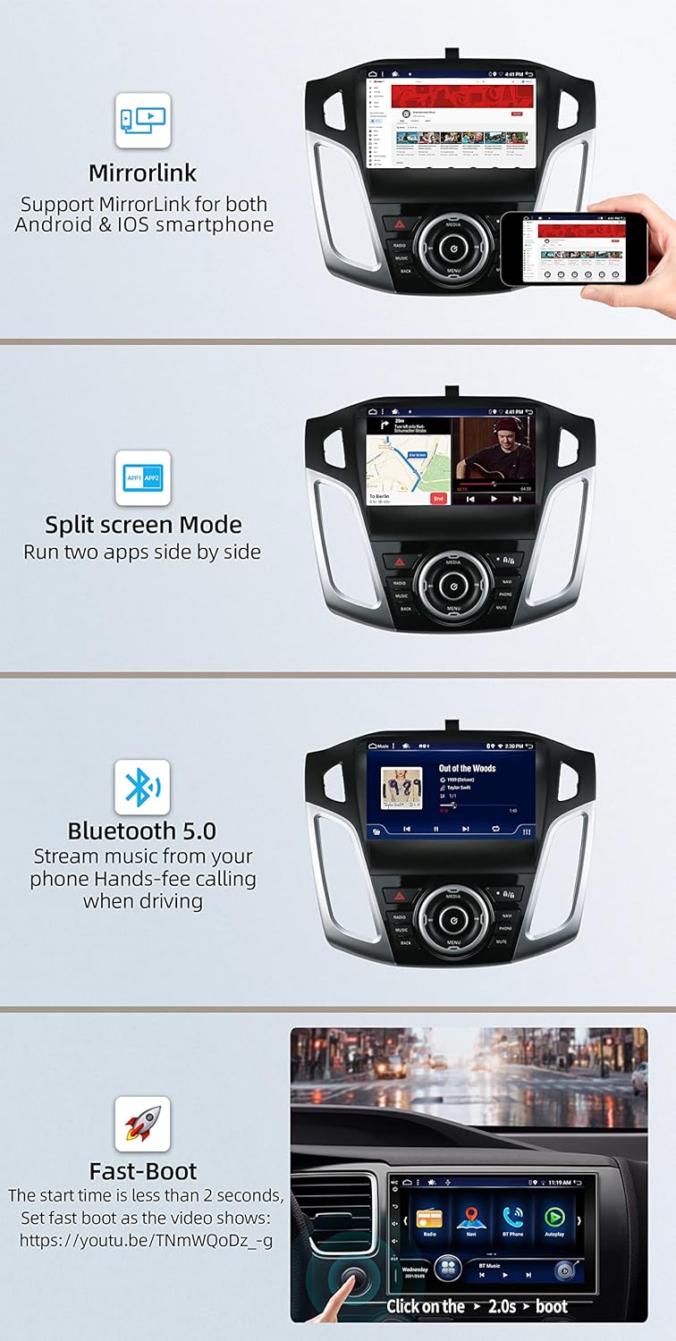 JOYX Android 13 IPS Autoradio Passt für Ford Focus (2012-2017) - [4G+64G] - Eingebaut DSP/Carplay/An