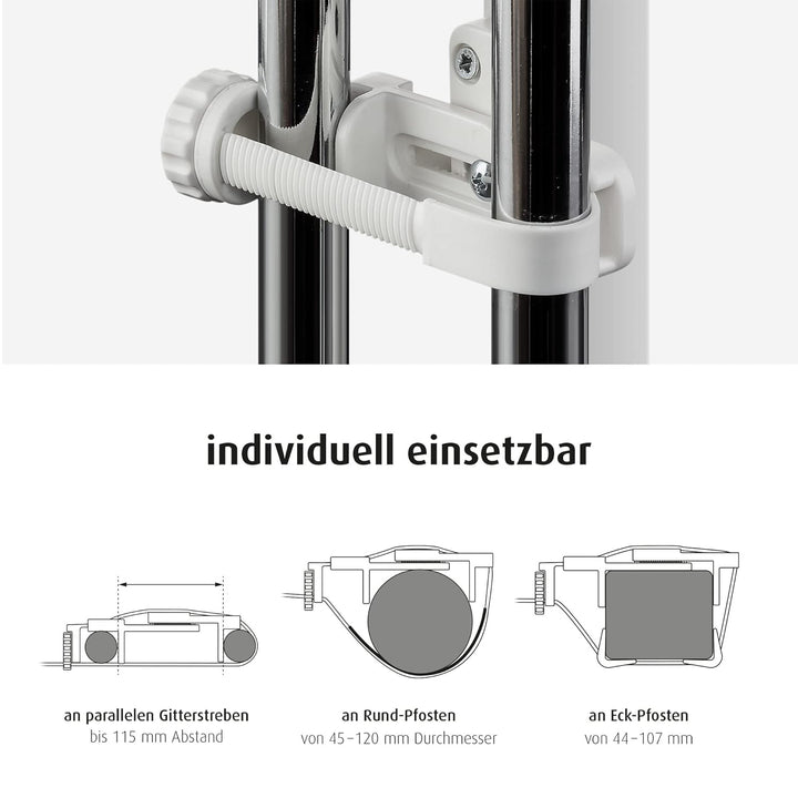 reer StairFlex zur Befestigung von Treppengittern an Sprossen-Geländern, weiss, 1 Stück (1er Pack) W