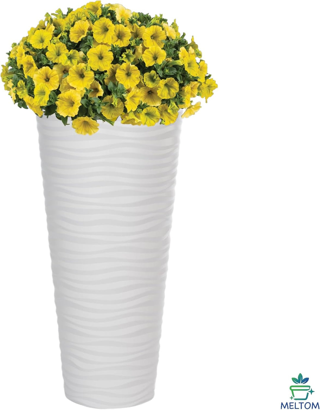 MELTOM Blumenkübel Blumentopf Rund 3D Effekt Slim Pflanzkübel mit Herausnehmbaren Einsatz (XL), XL