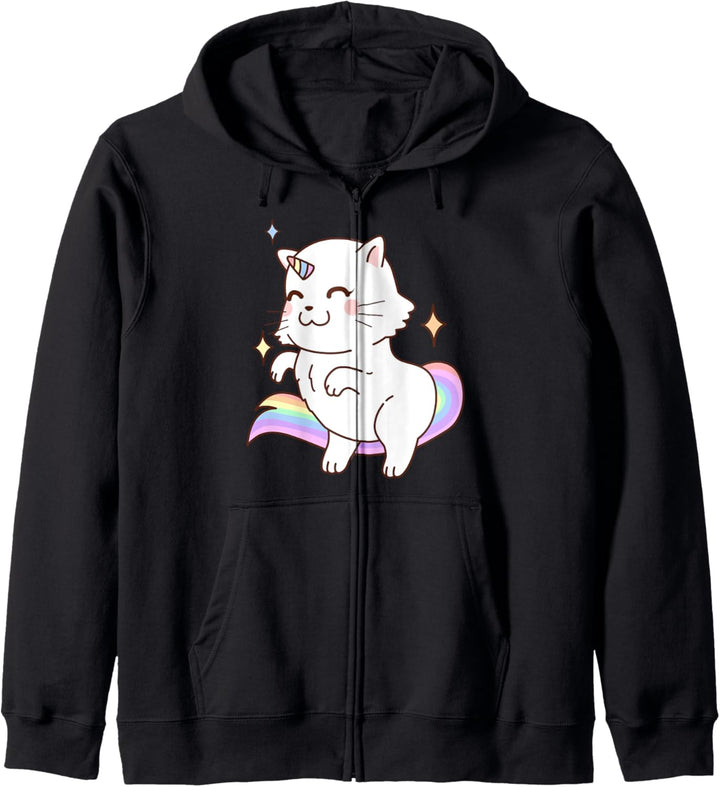 Caticorn Regenbogen Grafik Katze Kittycorn Einhorn Kapuzenjacke