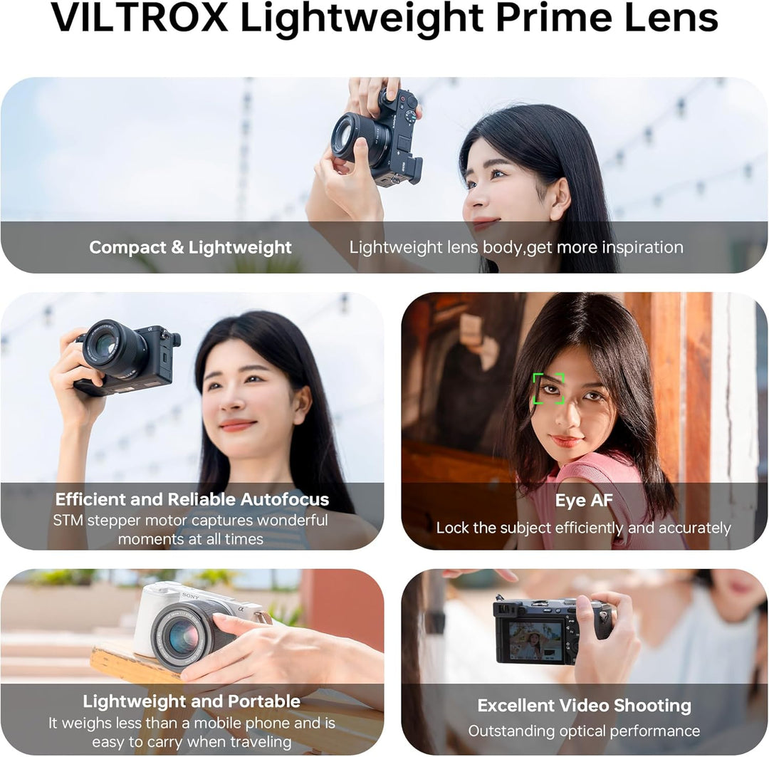 VILTROX 56mm F1.7 f/1.7 AF-Objektiv für Sony E-Mount, APS-C-Festbrennweitenobjektiv mit grosser Blen
