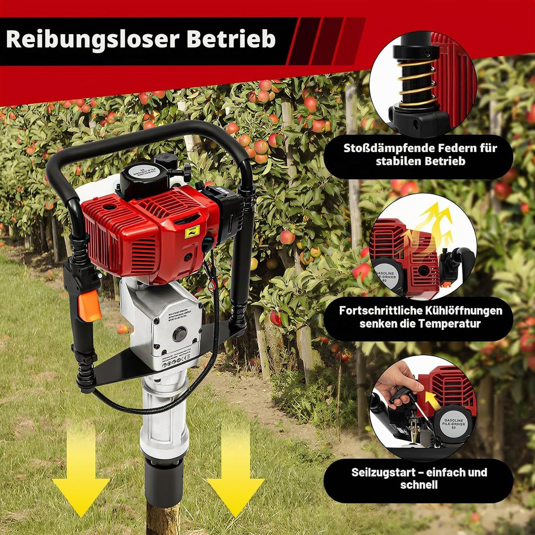 52CC Benzin T Pfostenramme 2 Takt Motor Benzin Pfahlramme 1900W Hand-Zug-Start Zaunpfahlramme Zweita