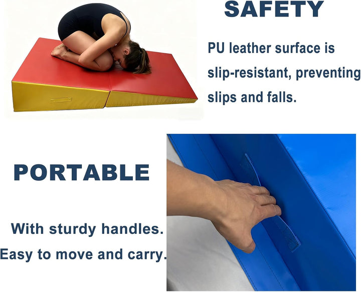 Faltbare Gymnastikmatte Keil-Tumbling-Matte Käsekeilmatte Gymnastik-schrägmatte Für Gymnastik, Tanz,