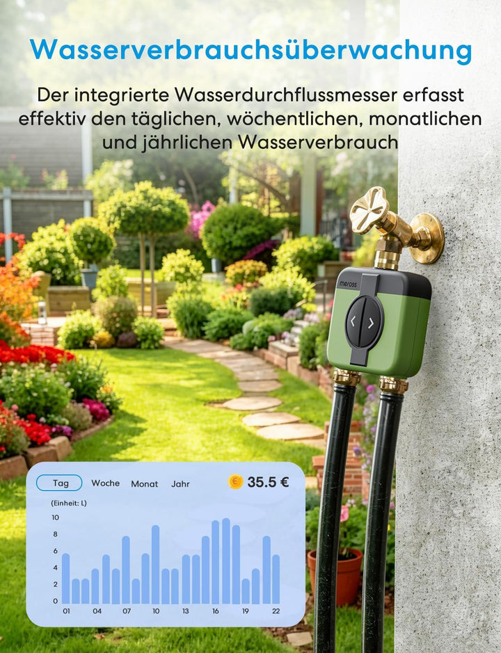 Meross Bewässerungscomputer WLAN mit Hub MST100 & Bewässerungscomputer WLAN 2 Ausgänge MST200
