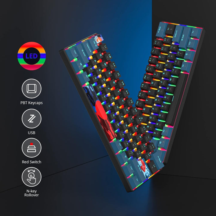 SbocKeeb Gaming Tastatur Mechanische, Mini Tastatur 60 Prozent Amerïka QWERTY, 61 Tasten Kabelgebund