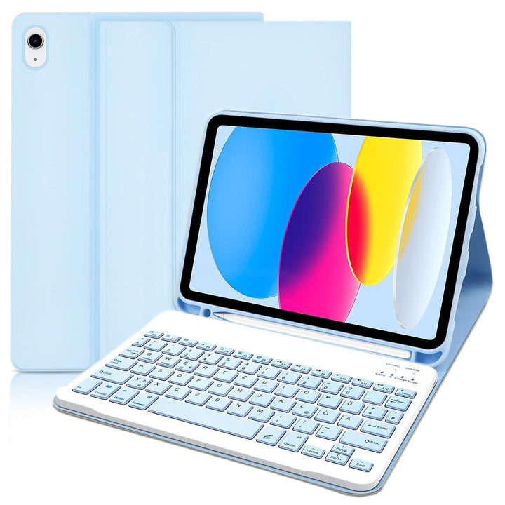 Tastatur hülle für iPad 10. Generation 2022 (10,9 Zoll), Deutschland QWERTZ Layout Drahtlose Abnehmb