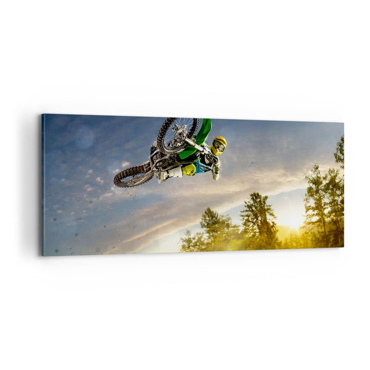 Panorama Bilder auf Leinwand 100x40cm Leinwandbild Motorrad Extrem Spass Wettbewerbe Gross Wanddeko