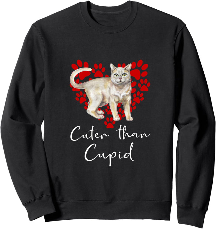 BURMA Cuter Than Cupid Katze BURMAKATZE Valentinstag Sweatshirt