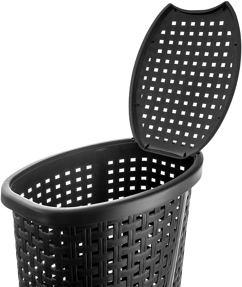 Wäschekorb Wäschetonne Wäschesammler Wäschebox Wäschebehälter mit Deckel schmal schwarz 45 L 41x32x6