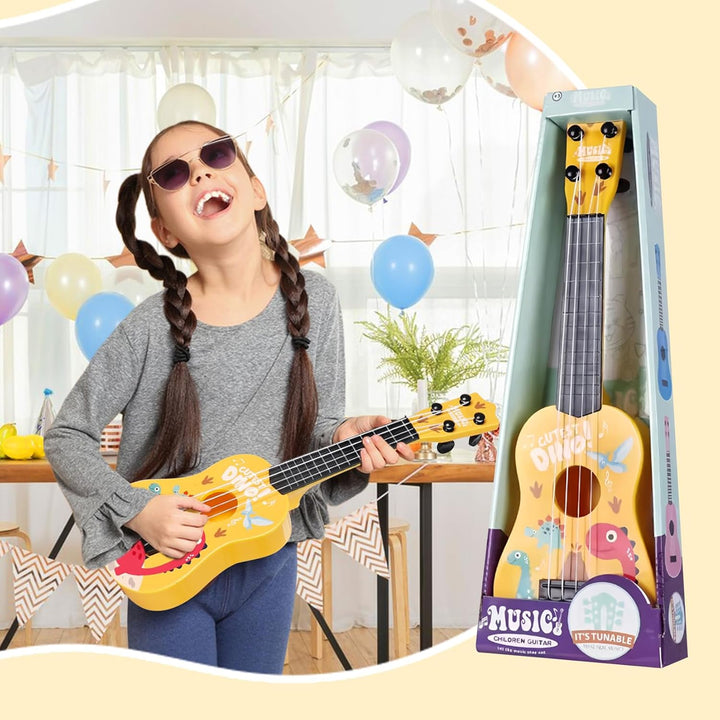 42cm Kindergitarre Mit 4 verstellbaren Saiten Ukulele Gitarre Spielzeug für Kleinkinder Anfänger Jun