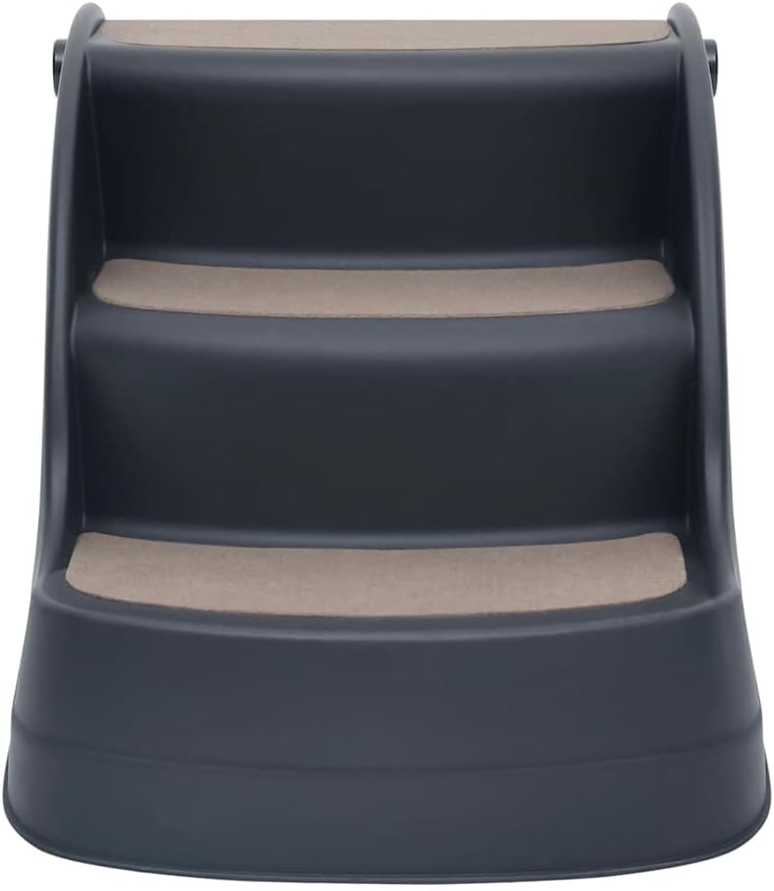 vidaXL Faltbare 3-stufige Hundetreppe dunkelgrau