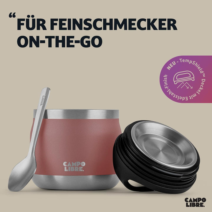 Campo Libre.® Lotta, Thermobehälter für Essen, Edelstahl Thermobecher Essen mit Löffel, Warmhaltebeh