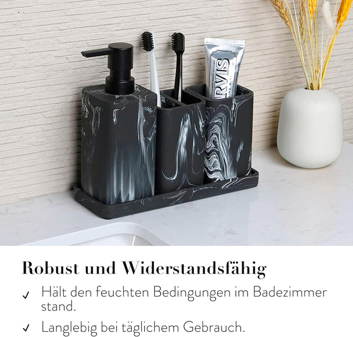 ZCCZ Badezimmer Set – 4 Teile – Badezimmer Organizer mit Zahnbürstenhalter, Zahnputzbecher, Seifensp