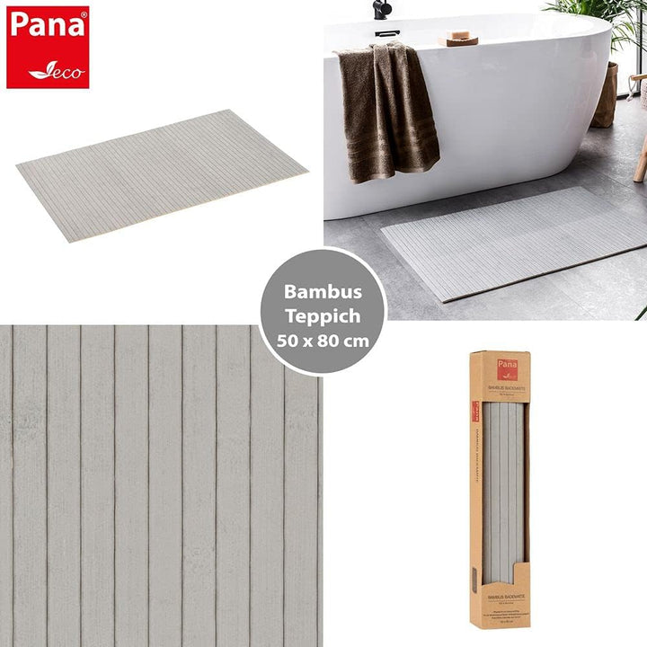 PANA Bambus Badematte • Bambusmatte waschbar • Holz Läufer Badezimmer • 100% Bambus • Grösse: 50x80c