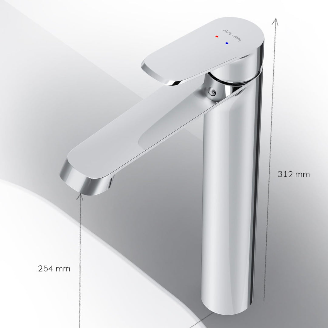 AM.PM Func Einhebel-Waschtischarmatur, Wasserhahn Bad Chrom für Waschbecken, Höhe 312mm, Einhandmisc