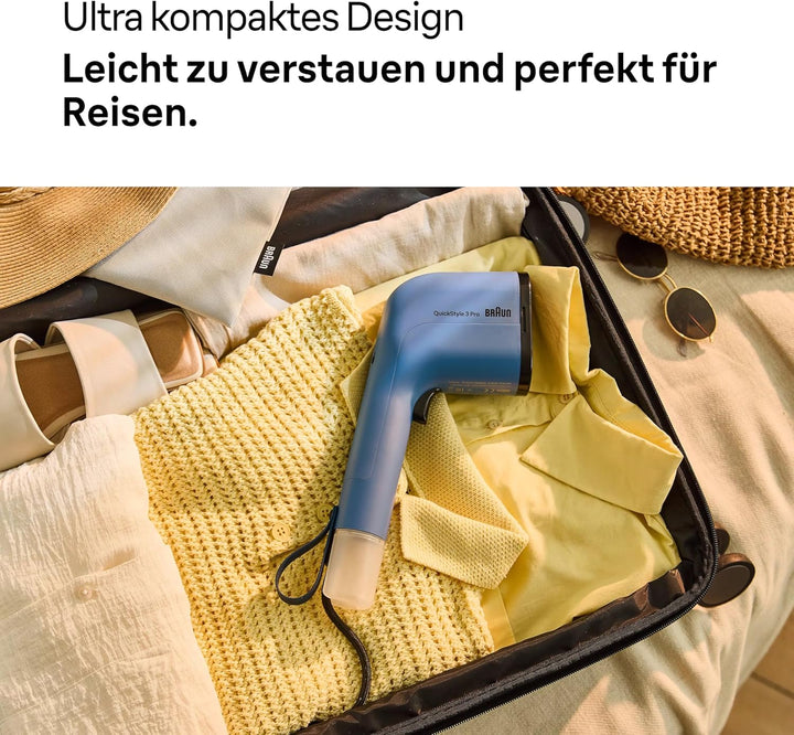 Braun QuickStyle 3 GS3024BL, kompakter und leichter Steamer, Dampfglätter mit schneller Aufheizung,