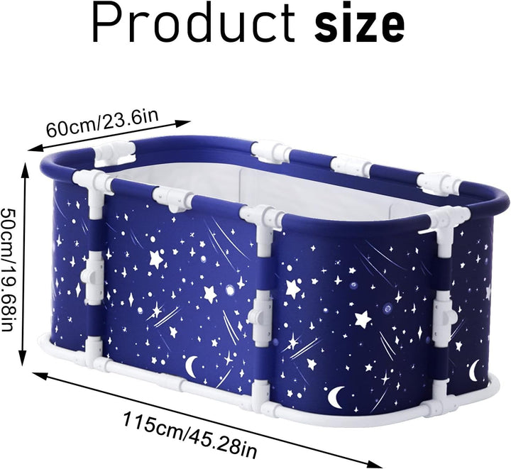 Faltbare Badewanne mit einem 50cm Abflussrohr, Freistehend Badewanne Faltbar, Platzsparend Faltbadew